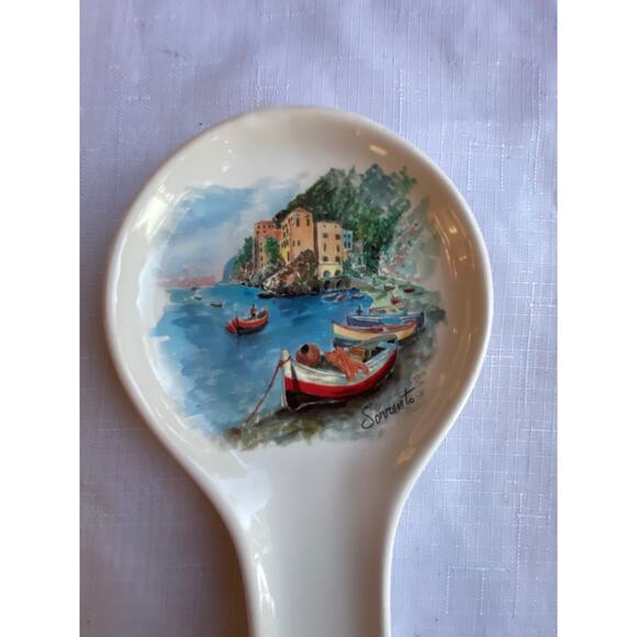 Ceramic Spoon Rest Painting of Sorrento Italy Made in Italy Multi on white EUC - Picture 5 of 10
